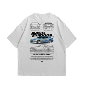 Camiseta Oversized Skyline Fast and Furious